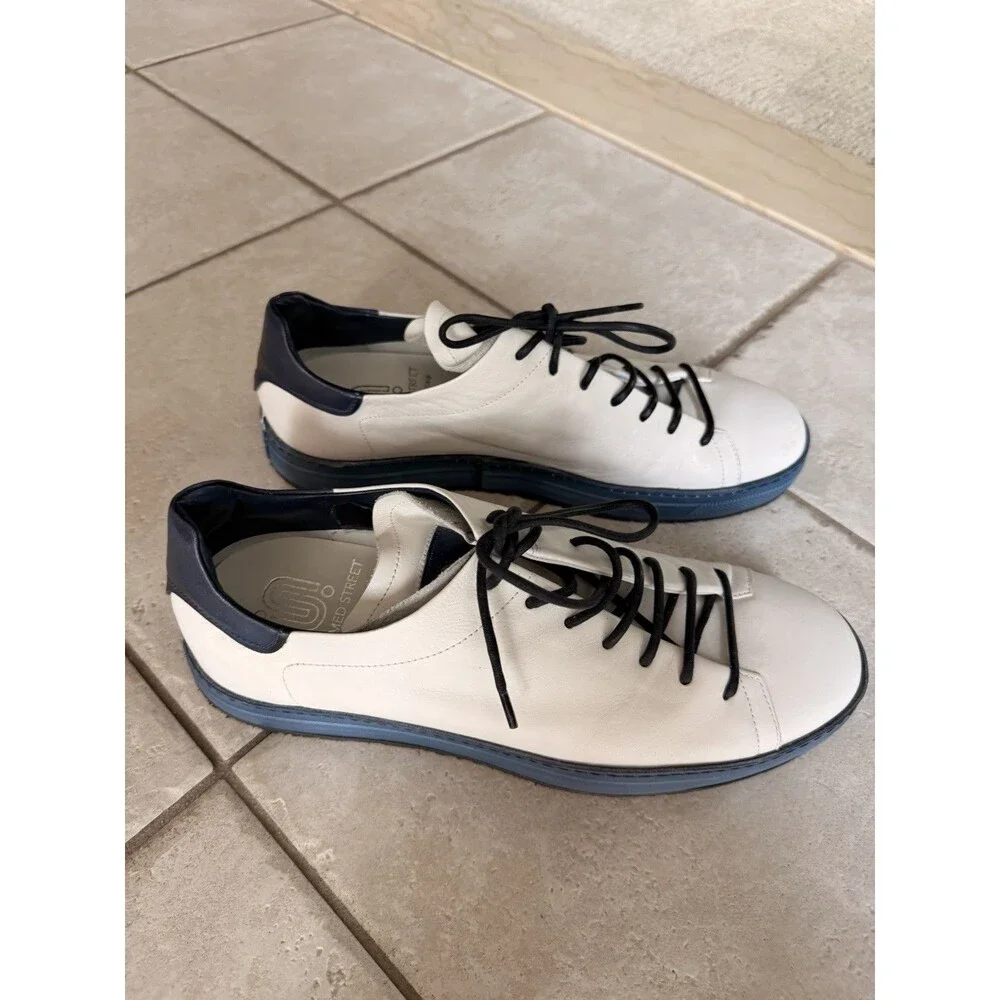 UNTAMED STREET HAYES Men’s 45 White Blue Leather Sneakers Made in Italy